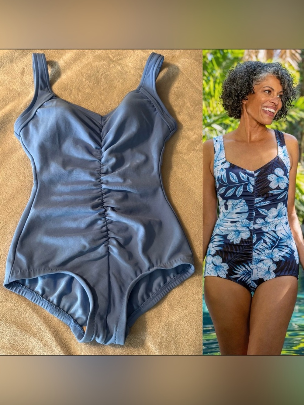 Vintage PINUP Maxine Of Hollywood- Classic shirted Solid shapewear swimsuit